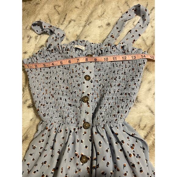 Milkmaid cottagecore floral print sleeveless smocked dress/ long top size medium - Picture 5 of 9